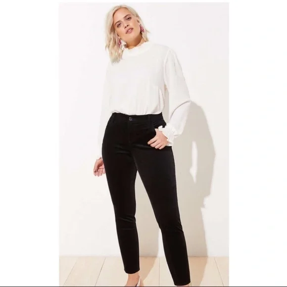 LOFT Plus Black Midrise Stretch Velour Skinny Pants size 22 NWT - Picture 9 of 16